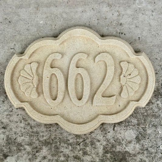 Handmade house number in Lecce stone.