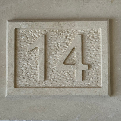 Handmade house number in Lecce stone