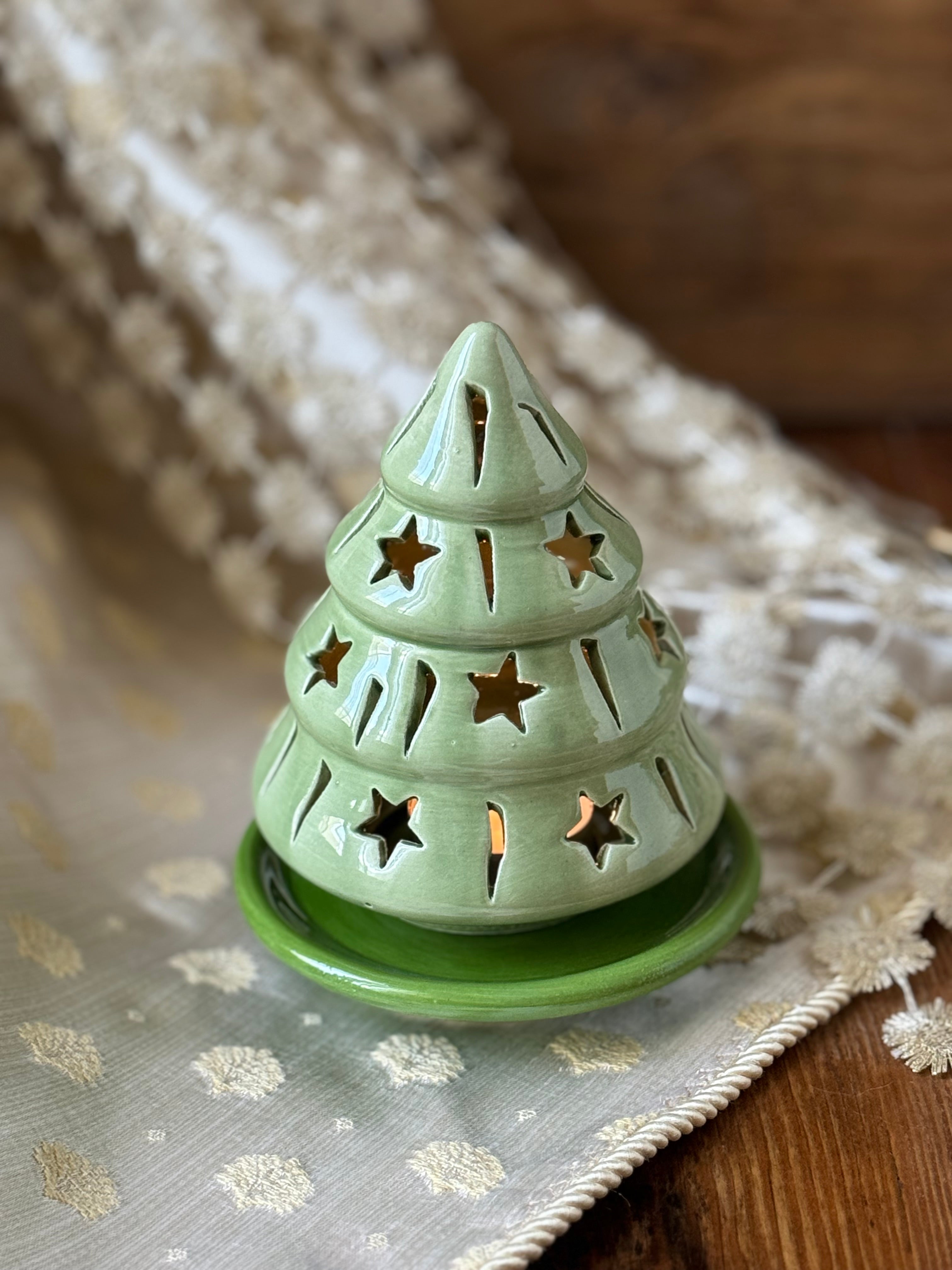 Albero di Natale in ceramica dipinto a mano